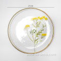 Creative Hand Painted Flower Glass Plates Set